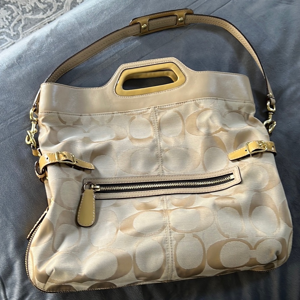 Cream Coach Bag